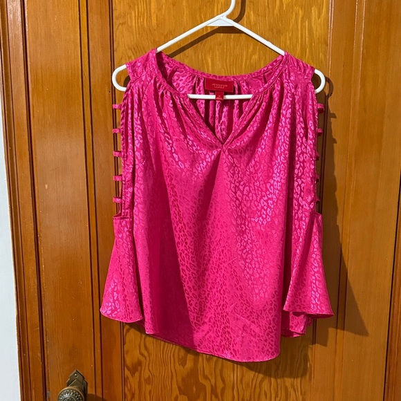 Jennifer Lopez Hot Pink Blouse with Cutout Sleeves - Picture 1 of 6